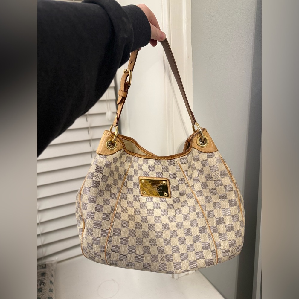 Louis Vuitton Checkered Tote Bag - Cream and Tan